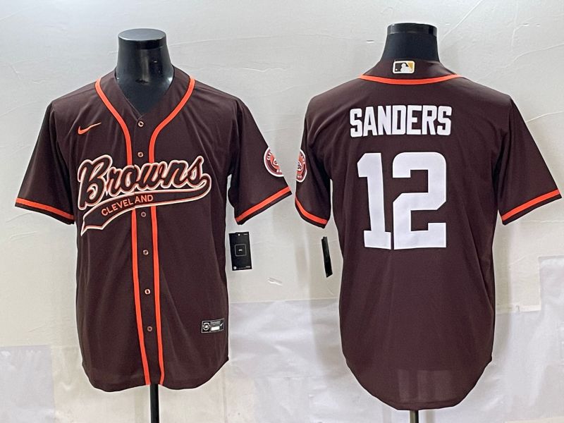 Men 2025 Cleveland Browns #12 Sanders Brown Joint Name Nike Limited NFL Jersey style 1->cleveland browns->NFL Jersey